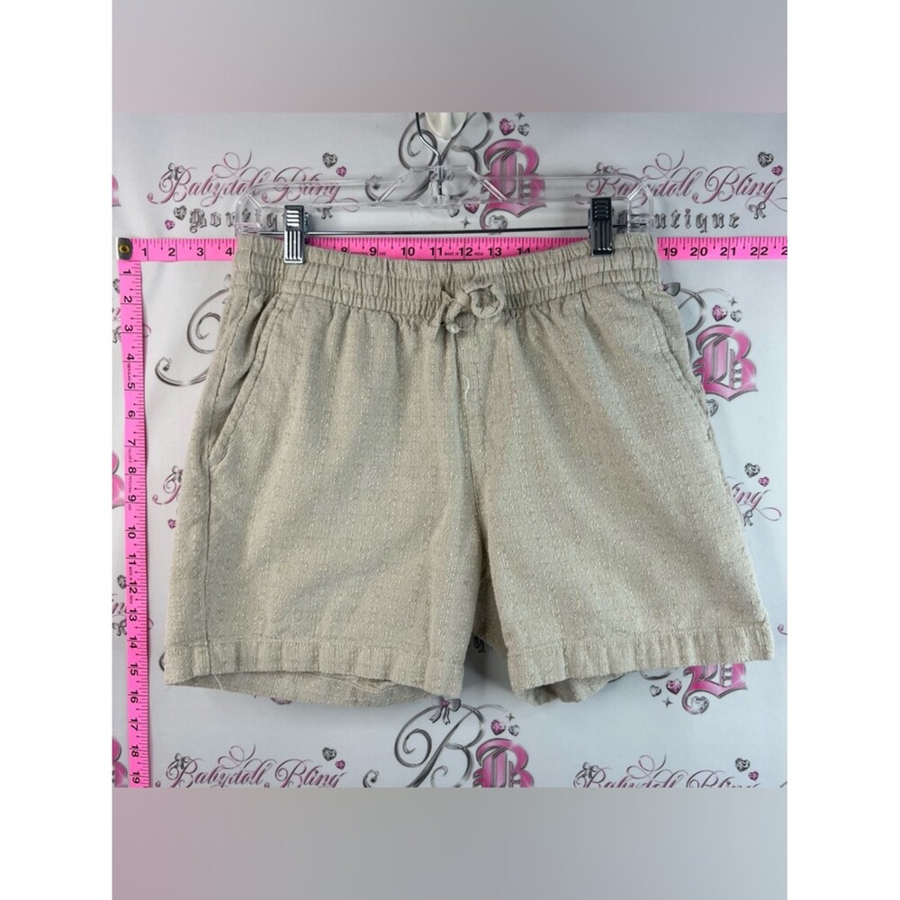 Kolby shorts cotton tan beige High-Waist Drawstring Women's Shorts in Cream